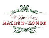 Front View Thumbnail - Ivy & Perfect Coral Will You Be My Matron of Honor Card - Vintage