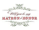 Front View Thumbnail - Kiwi & Perfect Coral Will You Be My Matron of Honor Card - Vintage
