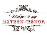 Front View Thumbnail - Latte & Perfect Coral Will You Be My Matron of Honor Card - Vintage