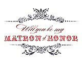 Front View Thumbnail - Lavender & Perfect Coral Will You Be My Matron of Honor Card - Vintage