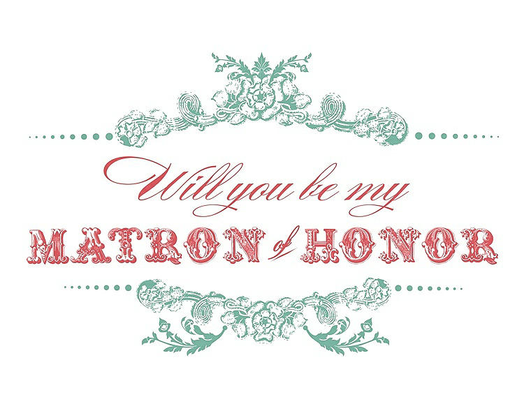 Front View - Meadow & Perfect Coral Will You Be My Matron of Honor Card - Vintage