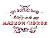 Front View Thumbnail - Merlot & Perfect Coral Will You Be My Matron of Honor Card - Vintage
