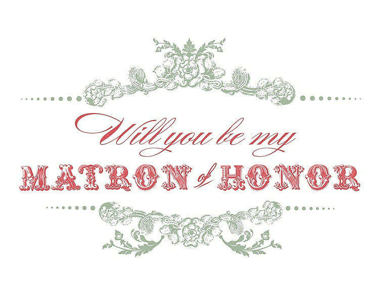 Front View - Mermaid & Perfect Coral Will You Be My Matron of Honor Card - Vintage