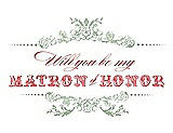 Front View Thumbnail - Mermaid & Perfect Coral Will You Be My Matron of Honor Card - Vintage