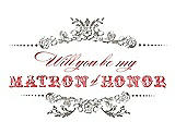 Front View Thumbnail - Mocha & Perfect Coral Will You Be My Matron of Honor Card - Vintage