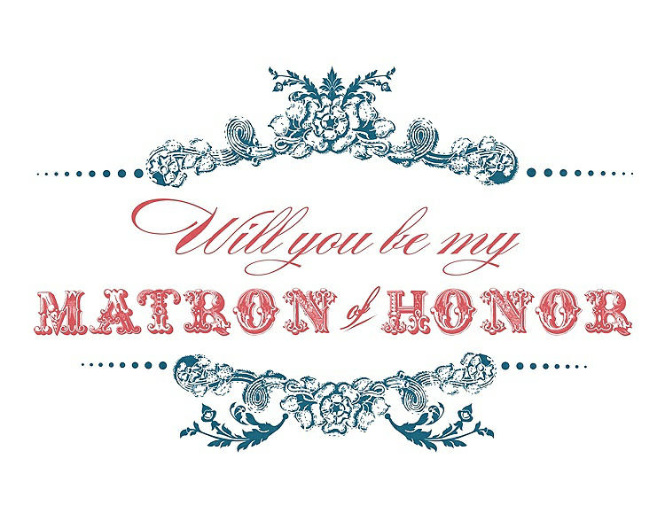 Front View - Mosaic & Perfect Coral Will You Be My Matron of Honor Card - Vintage