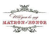 Front View Thumbnail - Moss & Perfect Coral Will You Be My Matron of Honor Card - Vintage