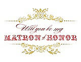 Front View Thumbnail - Marigold & Perfect Coral Will You Be My Matron of Honor Card - Vintage