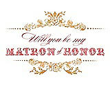 Front View Thumbnail - Orange Crush & Perfect Coral Will You Be My Matron of Honor Card - Vintage