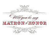 Front View Thumbnail - Oyster & Perfect Coral Will You Be My Matron of Honor Card - Vintage