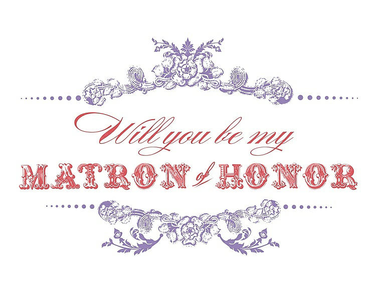 Front View - Pansy & Perfect Coral Will You Be My Matron of Honor Card - Vintage