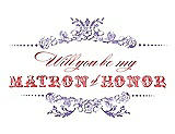 Front View Thumbnail - Pansy & Perfect Coral Will You Be My Matron of Honor Card - Vintage