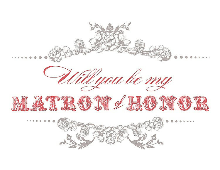 Front View - Pebble Beach & Perfect Coral Will You Be My Matron of Honor Card - Vintage