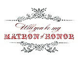 Front View Thumbnail - Pewter & Perfect Coral Will You Be My Matron of Honor Card - Vintage