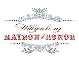 Front View Thumbnail - Platinum & Perfect Coral Will You Be My Matron of Honor Card - Vintage
