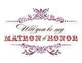 Front View Thumbnail - Pretty In Pink & Perfect Coral Will You Be My Matron of Honor Card - Vintage