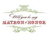 Front View Thumbnail - Pistachio & Perfect Coral Will You Be My Matron of Honor Card - Vintage