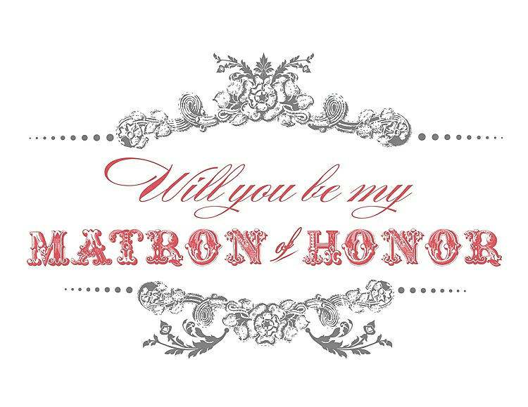 Front View - Quarry & Perfect Coral Will You Be My Matron of Honor Card - Vintage