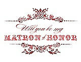 Front View Thumbnail - Ribbon Red & Perfect Coral Will You Be My Matron of Honor Card - Vintage