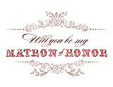 Front View Thumbnail - Rose & Perfect Coral Will You Be My Matron of Honor Card - Vintage