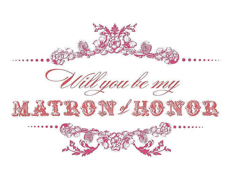 Front View - Rose Quartz & Perfect Coral Will You Be My Matron of Honor Card - Vintage