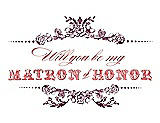 Front View Thumbnail - Ruby & Perfect Coral Will You Be My Matron of Honor Card - Vintage
