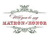 Front View Thumbnail - Sage & Perfect Coral Will You Be My Matron of Honor Card - Vintage