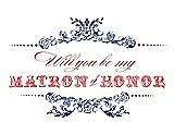 Front View Thumbnail - Sailor & Perfect Coral Will You Be My Matron of Honor Card - Vintage
