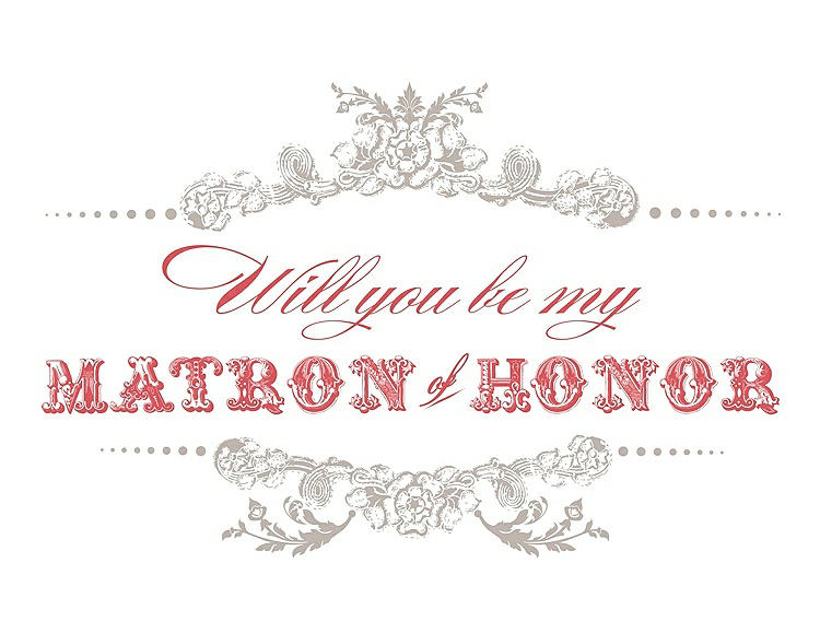 Front View - Sand & Perfect Coral Will You Be My Matron of Honor Card - Vintage