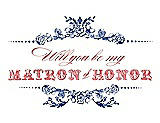 Front View Thumbnail - Sapphire & Perfect Coral Will You Be My Matron of Honor Card - Vintage