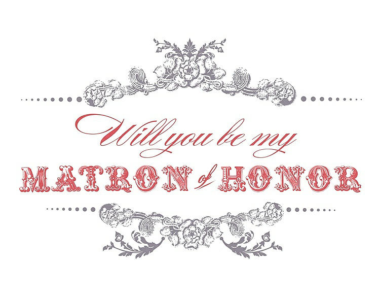 Front View - Shadow & Perfect Coral Will You Be My Matron of Honor Card - Vintage