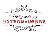 Front View Thumbnail - Shadow & Perfect Coral Will You Be My Matron of Honor Card - Vintage