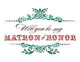 Front View Thumbnail - Shamrock & Perfect Coral Will You Be My Matron of Honor Card - Vintage