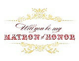 Front View Thumbnail - Sunflower & Perfect Coral Will You Be My Matron of Honor Card - Vintage