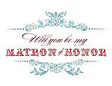 Front View Thumbnail - Spa & Perfect Coral Will You Be My Matron of Honor Card - Vintage