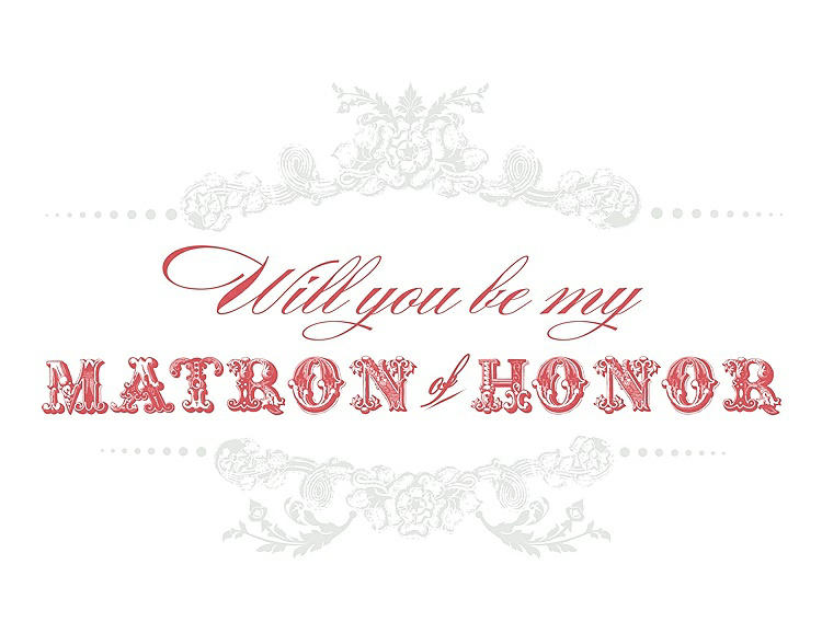 Front View - Starlight & Perfect Coral Will You Be My Matron of Honor Card - Vintage