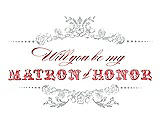 Front View Thumbnail - Sterling & Perfect Coral Will You Be My Matron of Honor Card - Vintage