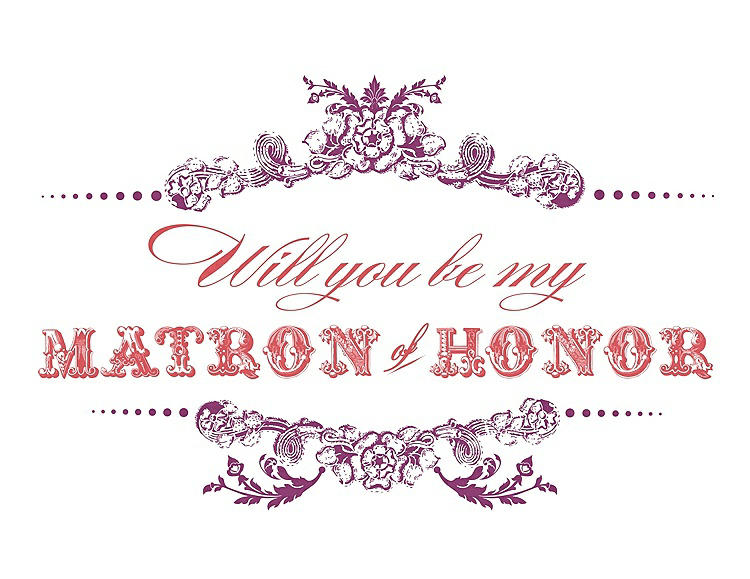 Front View - Sugar Plum & Perfect Coral Will You Be My Matron of Honor Card - Vintage