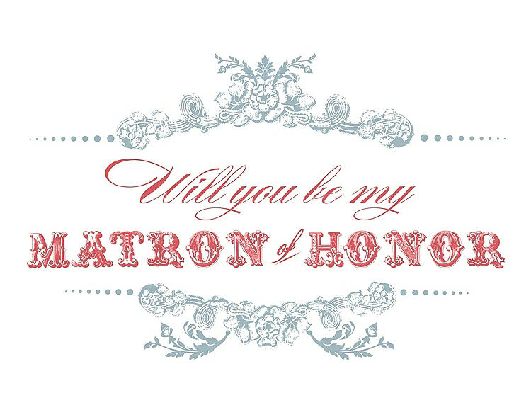 Front View - Surf Spray & Perfect Coral Will You Be My Matron of Honor Card - Vintage