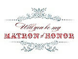 Front View Thumbnail - Surf Spray & Perfect Coral Will You Be My Matron of Honor Card - Vintage