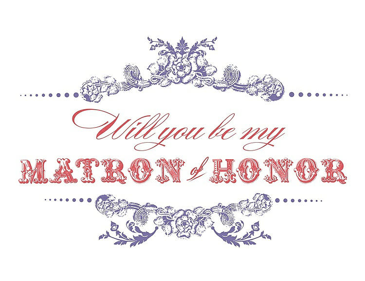 Front View - Tahiti & Perfect Coral Will You Be My Matron of Honor Card - Vintage