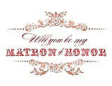 Front View Thumbnail - Tangerine & Perfect Coral Will You Be My Matron of Honor Card - Vintage