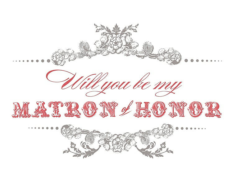 Front View - Taupe & Perfect Coral Will You Be My Matron of Honor Card - Vintage