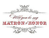 Front View Thumbnail - Taupe & Perfect Coral Will You Be My Matron of Honor Card - Vintage