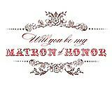 Front View Thumbnail - Toffee & Perfect Coral Will You Be My Matron of Honor Card - Vintage