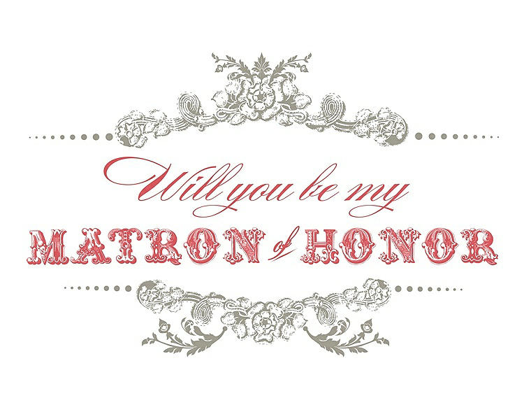 Front View - Twig & Perfect Coral Will You Be My Matron of Honor Card - Vintage