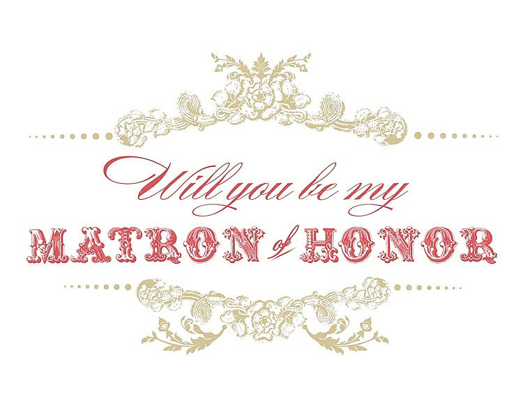Front View - Venetian Gold & Perfect Coral Will You Be My Matron of Honor Card - Vintage