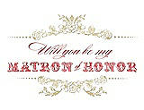 Front View Thumbnail - Venetian Gold & Perfect Coral Will You Be My Matron of Honor Card - Vintage