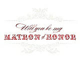 Front View Thumbnail - White & Perfect Coral Will You Be My Matron of Honor Card - Vintage