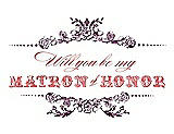 Front View Thumbnail - Wild Berry & Perfect Coral Will You Be My Matron of Honor Card - Vintage